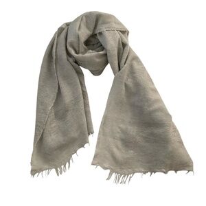 Cecchi & Cecchi Scarf Gray 82x29” Silver Lurex Fringe Wrap Elegant Cozy Luxury